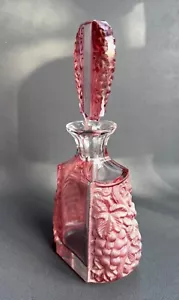 ART DECO Eleganter Kristall Glas Flakon Kristaglas Flakon Parfümflakon Rosa - Bild 1 von 13