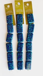 PERLENGALERIE SET MIT 3 HOWLITH BLAU GEBOHRTEN PERLEN 18 STÜCK JE 20 MM X 30 MM - Bild 1 von 5