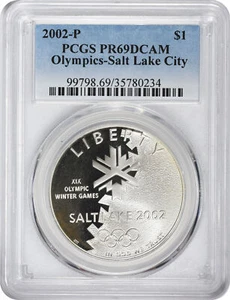 2002-P Salt Lake City Olympics Silver Commemorative Dollar PR69DCAM PCGS Proof - Picture 1 of 2