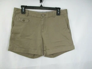 Pantaloncini donna Banana Republic 4 marroni 4” tasche chino bottoni polsino tinta unita cotone - Foto 1 di 11