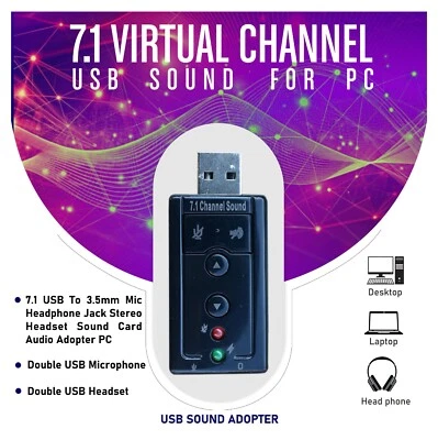 Virtual USB Sound Adapter 7.1 Channels  (Plug and Play) - Image 1 of 4