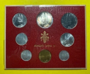 1966 VATICAN CITY (8) COINS MINT SET 500 LIRE .29oz SILVER RAINBOW TONED PAUL VI - Picture 1 of 6