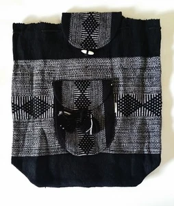 Mexican Backpack Handmade Bag Tote Black & White Blanket Boho Hippie Morral  - Picture 1 of 3