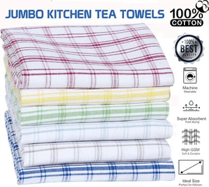 Kitchen Tea Towels 100% Cotton Large Cleaning Dish Glass Cloths Drying Bar Hotel - Picture 1 of 16