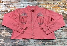 Wrangler Rock 47 Shirt Adult Large Pink Button Up Rodeo Western Casual Womens