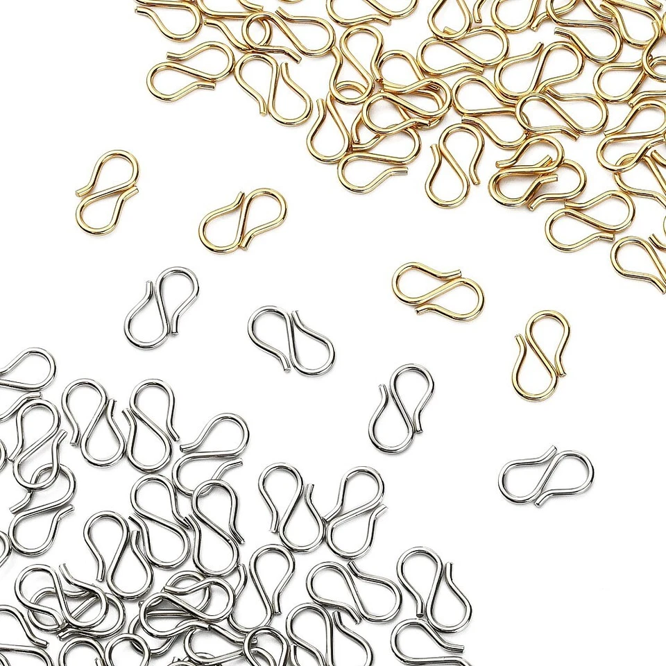 100x S-Hook Clasps S Hooks Necklace Clasp Connectors for Necklace Jewelry Making - Image 1 of 4