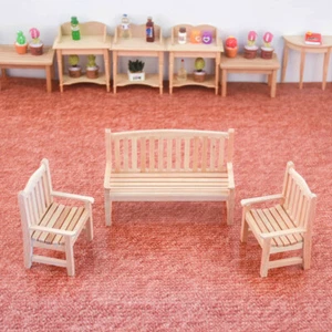 1:12 Scale Dollhouse Miniatures Mini Furniture Double Chair Sofa Wooden Decor - Picture 1 of 11