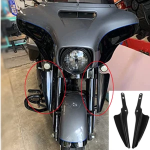 Gloss Black Front Fork Mount Wind Deflectors Windshield For Harley Touring FLHT - Picture 1 of 11