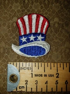 American patriotic Uncle Sam hat sew on patch red white blue MAGA NOS 'Merica - Picture 1 of 2