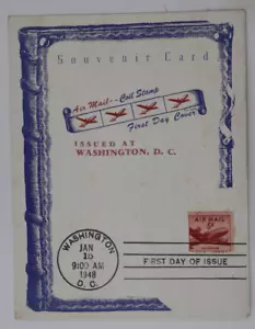 5x6 souvenir card FDC 1948 Scott #C37 air mail coil stamp washington DC - Picture 1 of 4