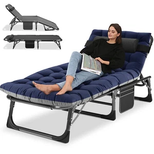 H&ZT Campingbett klappbar Nackenkissen, Seitentasche 191x68x30cm für Camping - Bild 1 von 61