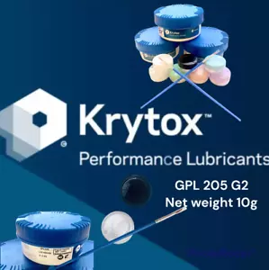 Krytox GPL 205 G2 Performance Fluorinated Synthetic PFPE/PTFE Grease 10g + Brush - Picture 1 of 4