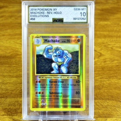 Pokemon XY Evolutions Reverse Holo Machoke 58/108 AGS Gem-MT 10 Uncommon 2016 - Image 1 of 3