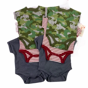 Cat & Jack Newborn 3 Piece Short Sleeve Bodysuit - NWT - Lot of 2 (6 Snapsuits) - Picture 1 of 5