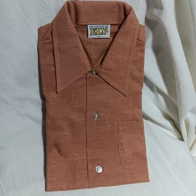 Camisa vintage años 70 NIÑOS 7 COBALTO SALMÓN ROSA MANCHA HIPPY MOD CAMISA EE. UU. NUEVA Foto 1 de 4