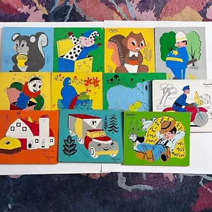 Huge Lot 11 VTG Playskool Wooden Picture Puzzles Farmer Animals Police Toys VGC - Picture 1 of 12