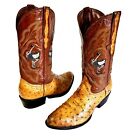 Vtg Charlie Williams Handmade Cognac FULL OSTRICH QUILL Skin Cowboy Western Boot