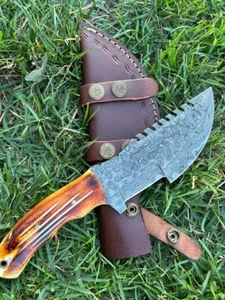 10” Full Tang Handmade Damascus Steel hunting Skinning tracker fixed blade Knife - Picture 1 of 6