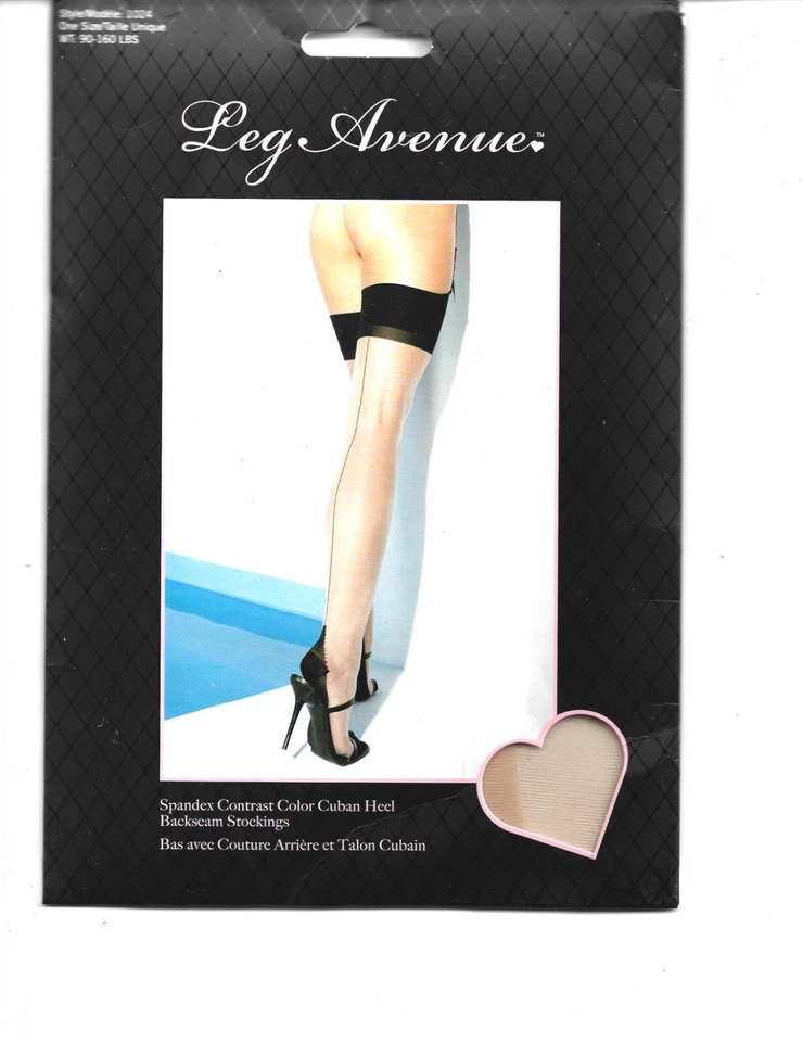 Nuevas medias Leg Avenue costura trasera, tacón cubano, talla única 90-160 libras Foto 1 de 1
