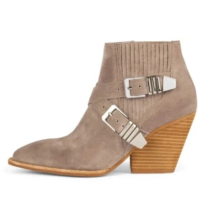 Jeffrey Campbell Mujer Texan Cremallera Western Gris Taupe Gamuza Botines Talla 7 Foto 1 de 4