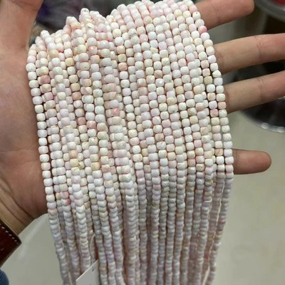 4mm Natural Faceted Cube Square Pink Queen Conch Shell Beads for Jewelry Making - Image 1 of 3