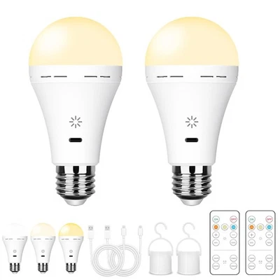 USB Rechargeable Light Bulb with Remote Control, 3 Color Temperature LED Dimm... - Image 1 of 4