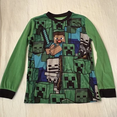 Camisa Top Pijama Minecraft Niños Talla Grande 10/12 Multicolor Creeper Block Foto 1 de 4