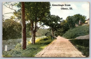 Malerische Grüße aus Olney Illinois IL Dirt Road um 1910 Postkarte - Bild 1 von 2