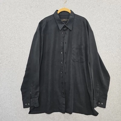Bugatchi Mens Shirt Button Down Long Sleeve Black Modal Polyester Blend Sz XXL - Image 1 of 4