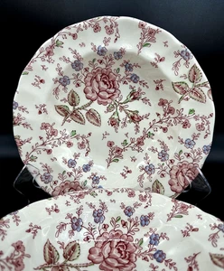 2 Johnson Brothers Rose Chinz Pink Pasta Soup Bowls 8.75" England Scallop Edge - Picture 1 of 7