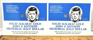 Set of 2 - 14k Gold John F. Kennedy Memorial Half Dollar Commemorative Coins - Picture 1 of 8