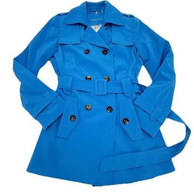 Calvin Klein Women’s Size XS Peacock Blue Trench Coat, Rain Coat, Career Casual - Image 1 of 4