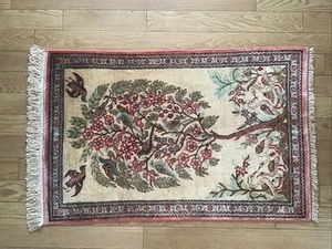 Luxurious Oriental Turquoise Floral Silk Rug With Elegant Boarders 92*59 - Picture 1 of 8