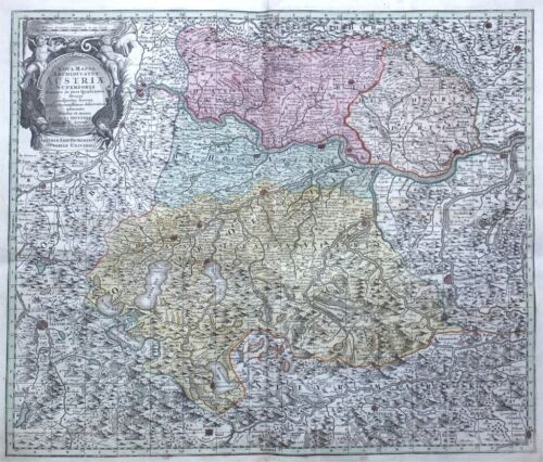 Kupferstichkarte Seutter Österreich Nova Mappa Archiducatus Austriae 1740