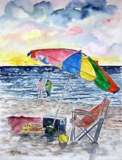 Clearwater Beach Florida seascape fun art print watercolor painting paintings