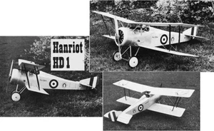 Model Airplane Plans (RC): Hanriot HD1 1/6 Standoff-Scale 58" Biplane for .45-60 - Picture 1 of 3