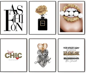 Glam Gold Fashion Wall Decor Girls Room Decor Wall Art Prints Black and Gold BE - Picture 1 of 12