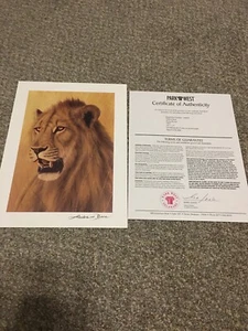 Andrew Bone Young Warrior Lion Seriolithograph 10 1/4" x 7" Print w/COA 2009 NEW - Picture 1 of 3