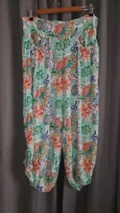 Missy Q Womens Floral Print Boho Wide Leg Harem Pants Size 16 VGC - Picture 1 of 6