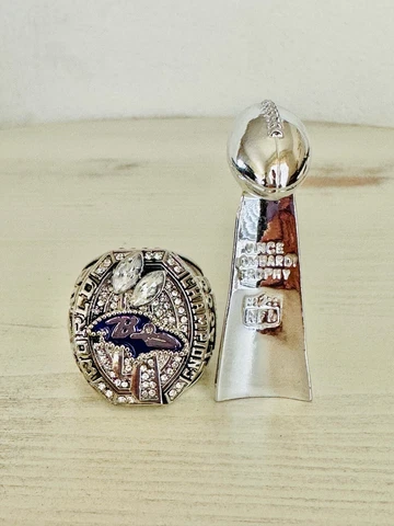 2012 Baltimore Ravens Super Bowl Ring + Trophy- Joe Flacco, US SHIP Cover