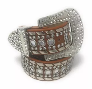Western Cowgirl Cintura in pelle concho borchie strass a croce 1-1/2" larga nuova - Foto 1 di 12
