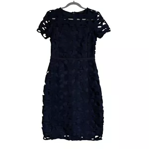Dorothy Perkins Dress Size 10 Blue Lace Straight Fitted Short Sleeve Lined - Picture 1 of 18