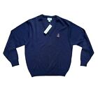 NWT IZOD Vintage 80s Dark Blue V-Neck Pullover Knit Golf Sweater Mens size Large
