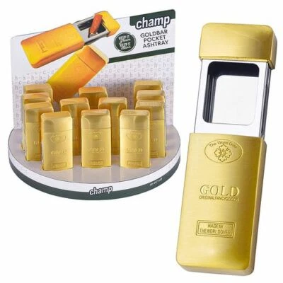 Taschen-Aschenbecher Goldbarren Mini-Aschenbecher Goldbarren Taschenascher Gold - Bild 1 von 4