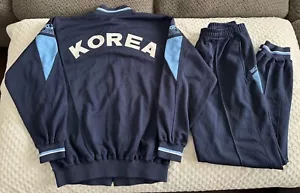 Giacca tuta jogging vintage anni 80 ASICS Team Korea blu navy bianco XL 1989 - Foto 1 di 24