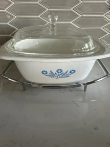 Corning Ware Vintage 4qt Kornblumenblau Dutch Oven Kasserolle P-34-B mit Kuppeldeckel - Bild 1 von 8