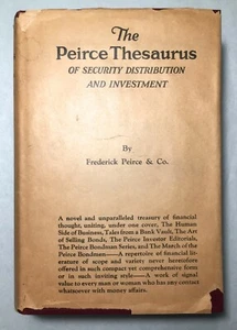 Peirce Thesaurus Security Distribution Investment 1st Edition 1928 RARE DJ Bonds - Picture 1 of 12