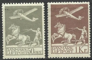Estampillas de Dinamarca: estampillas postales aéreas de 1929. C4-5. Con bisagras como nuevas. $235 - Imagen 1 de 2
