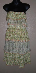 Lulumari Women's MEDIUM Dress Strapless Tiered Boho Floral Cinched Waist NWT - Picture 1 of 12