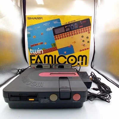 Sistema de consola Sharp Twin Famicom Nes negro con caja An-500r nuevo cinturón de goma Japón Foto 1 de 4